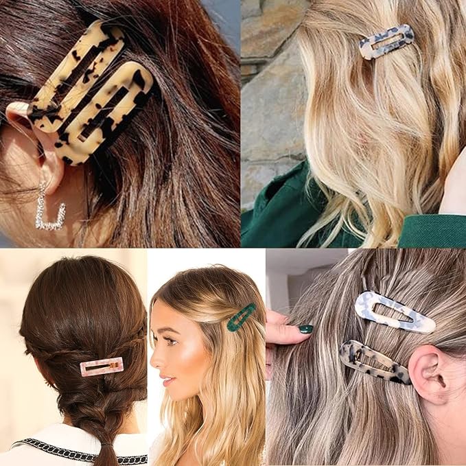 12 Pieces Acrylic Resin Marble Hair Clips Set, Decorative Pearls Hair Barrettes Sweet Decorative Bobby Pins Hairpin Headwear Hair Accessories Headwear for Women and GirlsâŚ