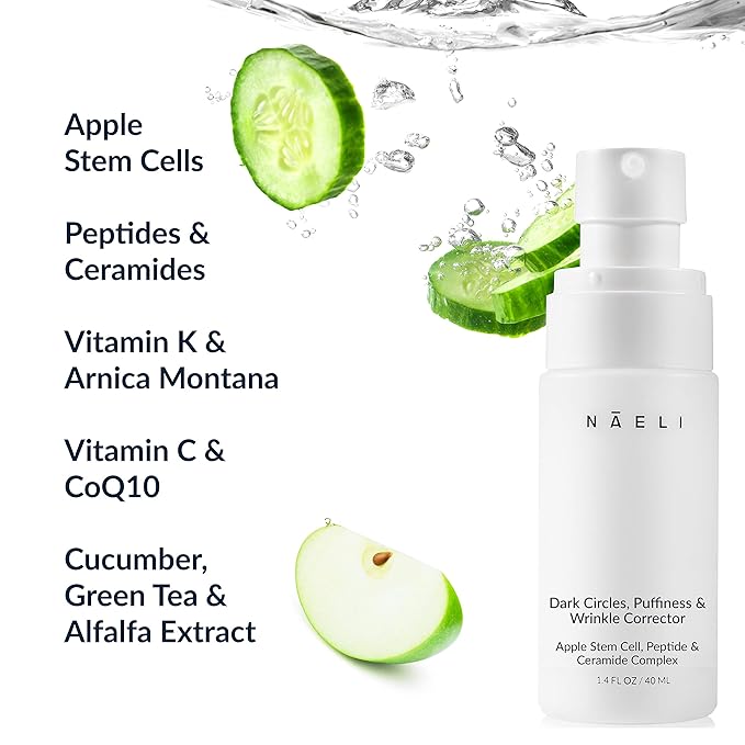 NAELI Eye Cream for Dark Circles, Puffiness & Wrinkles with Anti Aging Apple Stem Cell & Peptide Complex - Reduces Fine Lines, Diminishes Bags & Restores Under Eye, 1.4 oz