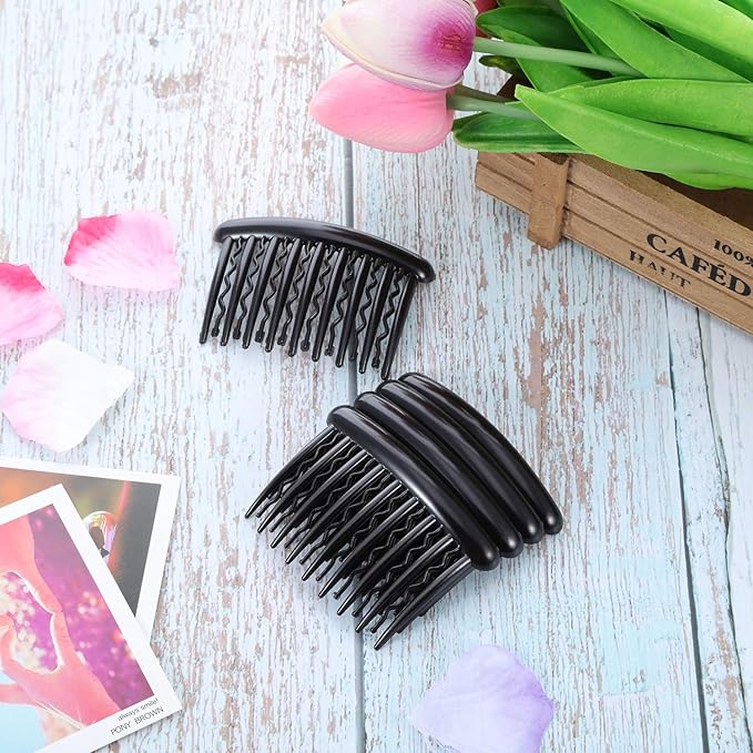 12 Pieces Plastic Teeth Hair Combs Tortoise Side Comb Hair Accessories(Black, Dark Brown)