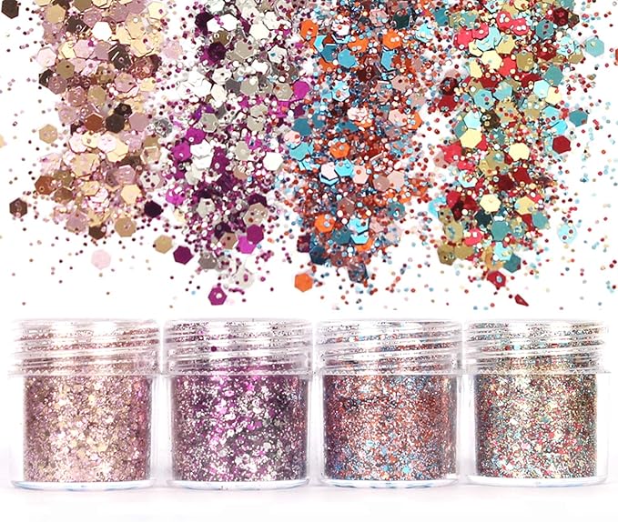 Body Glitter 16 Colors Chunky Glitter for Body Face Hair Make Up Nail Art Mixed Color Glitter