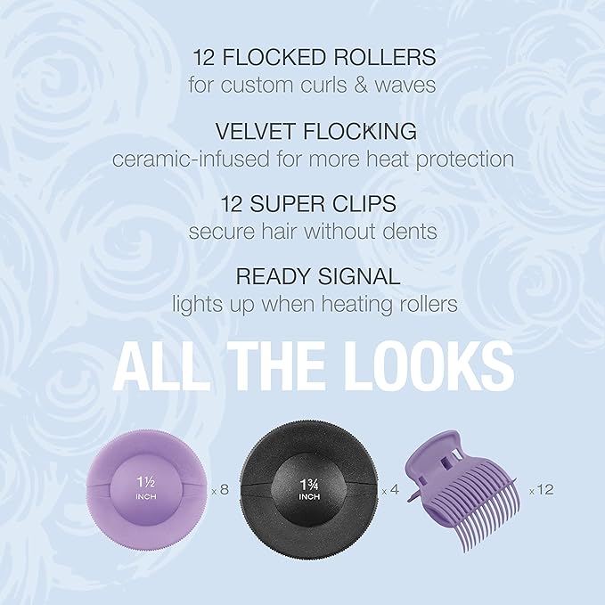 Conair Hot Rollers Hair Curlers for Long, Medium and All Hair | Heated Rollers with Roller Clips Included | 1 1/2-inch and 1 3/4 inch Rollers | Amazon Exclusive