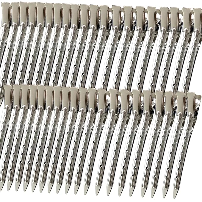 40 PCS 3.5 Inch Duck Billed Clips,Metal Alligator Curl Hair Clips with Holes for Styling, Coloring, Thick Hair Rollers, Salon Use,Alligator Clips for Women for Thick Hair & Thin Hair,Silver