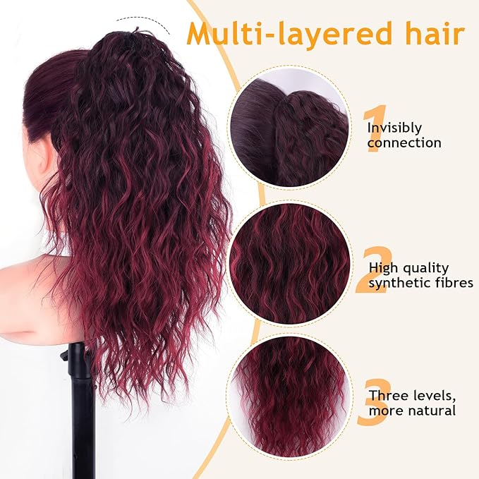 ORSUNCER Ponytail Extension Claw 18" Curly Pony Tail Clip in Claw Hair Extensions Fluffy Natural Looking Synthetic Hairpiece for Women