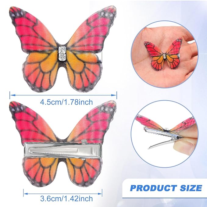 20Pcs Butterfly Hair Clips for Women Moving Glitter Butterfly Clip Fairy Accessories Bright Style