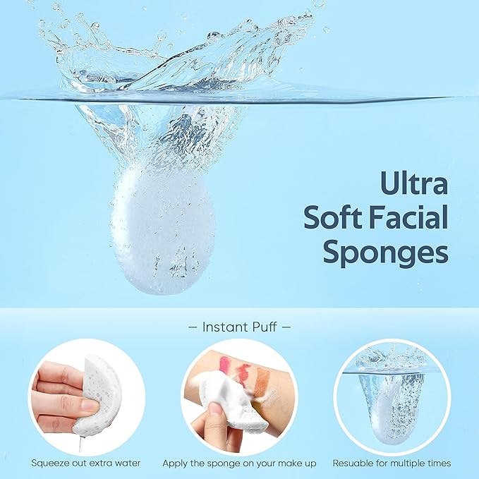 100PCS Compressed Facial Sponges, Cleansing, for Personal Spa Esthetician Use, White