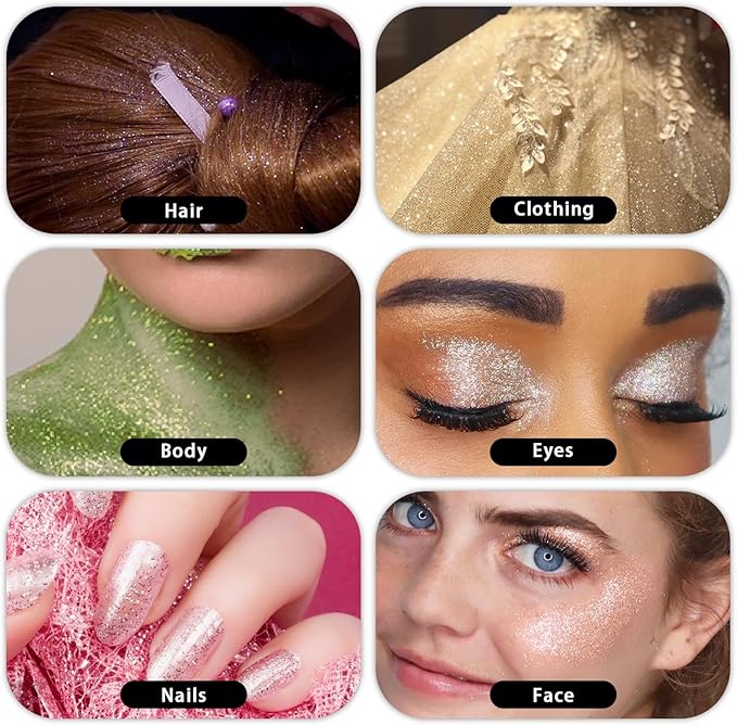Non-Aerosol Hair and Body Glitter Spray, Holographic Glitter Highlighter Powder, Face Body Clothes Shiny Glitter, Loose Shimmer Hairspray Festival Rave Prom St. Patrick's Day Accessories