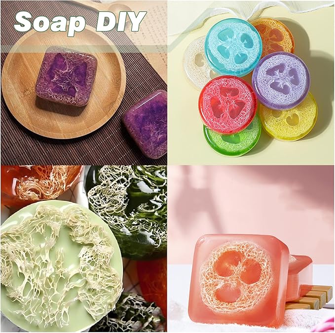 Natural Loofah Slices Cuts for Soap Making-20 Pack Organic Luffa Loofa Sponges for Soap Holder Handmade DIY Loofa Pet Toy Loofahs