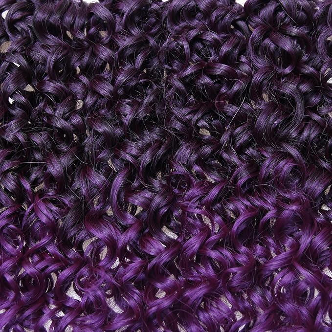 8 Packs Curly Crochet Hair GoGo Curl Crochet hair for Black Women Deep Wave Braiding hair,Synthetic Bohemian Crochet Braid Water Wave Crochet hair Extensions (Purple, 14inch)