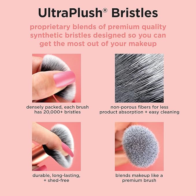 Real Techniques Makeupsaver Sponge + Brush Trio, Makeup Blending Sponge & Brushes For Liquid & Cream Formulations, Natural Finish & Reduces Makeup Waste, Cruelty & Latex-Free 3 Piece Set