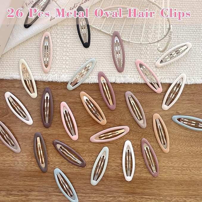 26 Pcs Metal ellipse Hair Clips No Slip for Women & Girls,Strong Hold Matte Hair Clips for Thick Hair & Thin Hair,Hair Barrettes for Women