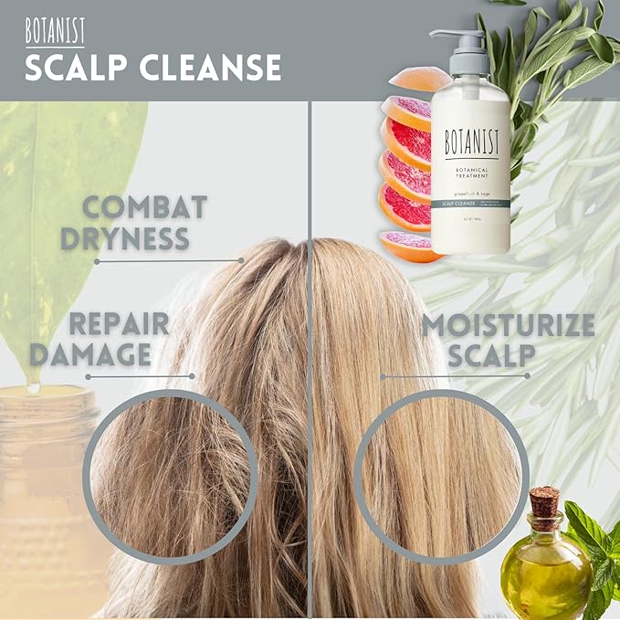 Organic Hair Conditioner for Dry & Inchy Scalp Women & Men, Keratin Treatment with Natural Macadamia Nut Oil& Rosemary Extract from Japan, Sulfate & Paraben Free, GRAPEFRUIT& SAGE, 16.2 Fl Oz