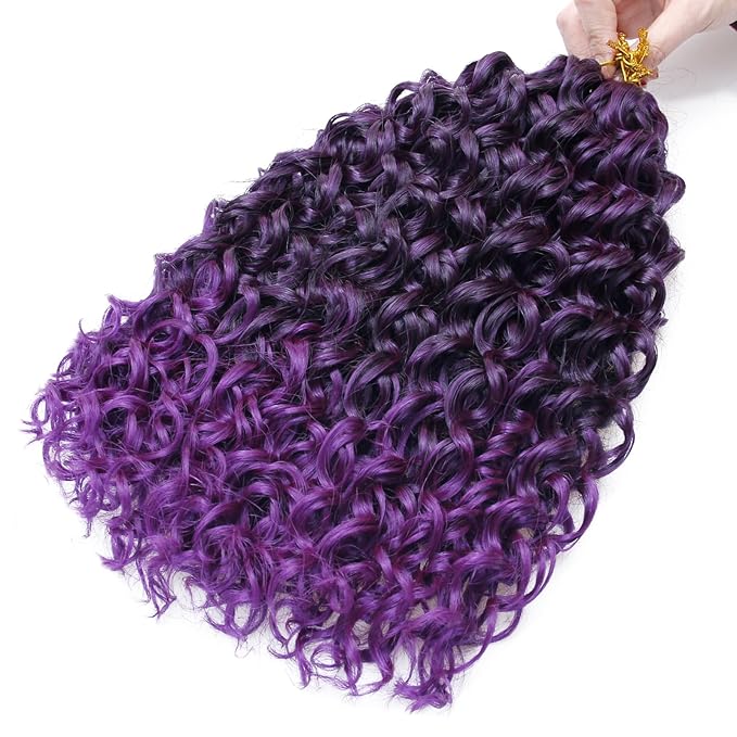 8 Packs Curly Crochet Hair GoGo Curl Crochet hair for Black Women Deep Wave Braiding hair,Synthetic Bohemian Crochet Braid Water Wave Crochet hair Extensions (Purple, 14inch)