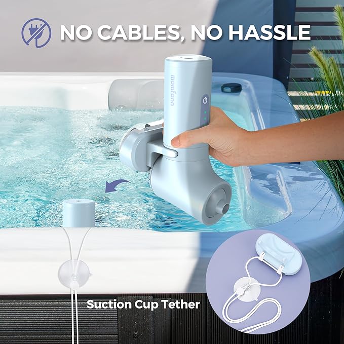 Bath Jet Spa, Bubble Maker/Bath Jet Mode, Cordless Portable Bathtub Accessories with 3-Level Adjustable Speed, Bathtub Jets for Home Spa, Relaxing (Blue)