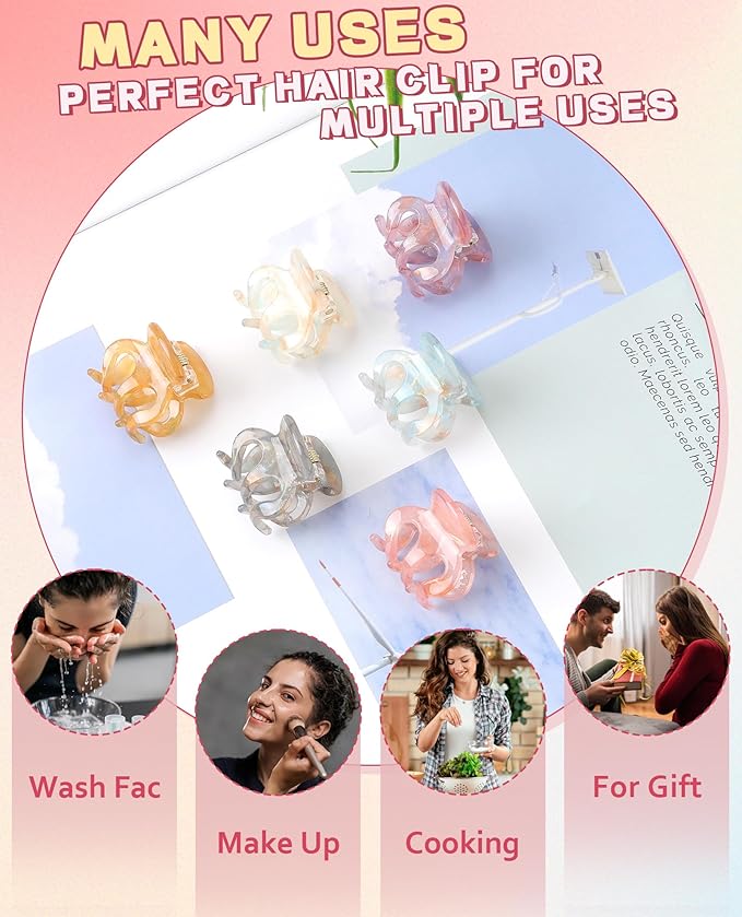 Claw Hair Clips Jaw Clamps - 12PCS Small Hair Claw Jaw Clamp for Thin Hair Styling Accessories Classic Hair Clamp for Women Girls (Sequins(Octopus))