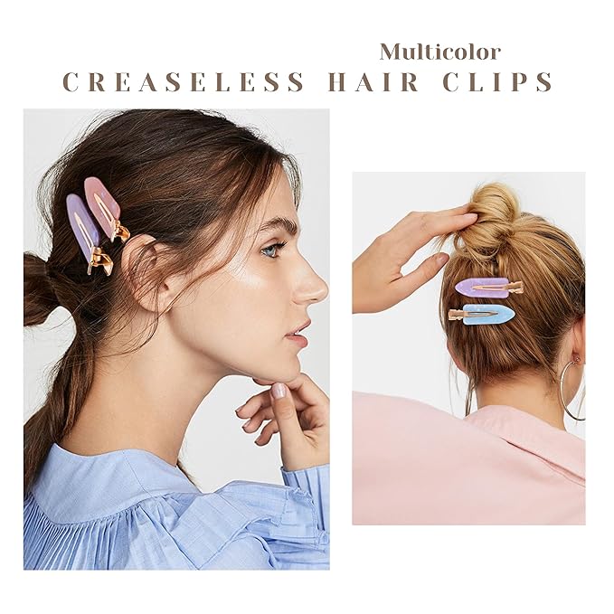 No Crease Creaseless No Bend Hair Clips For Styling Non Slip Flat Clips For Makeup Hair Accessories For Women,Pink Purple,12 PCS