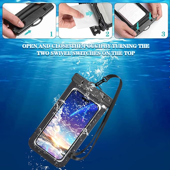 12 Pack Multicolor Universal Waterproof Phone Pouch, Large Phone Waterproof Case Dry Bag (Protection Level: IP68) Outdoor Sports for Apple iPhone,Samsung,and up to 7.5" (Multicolor 12 Pack)