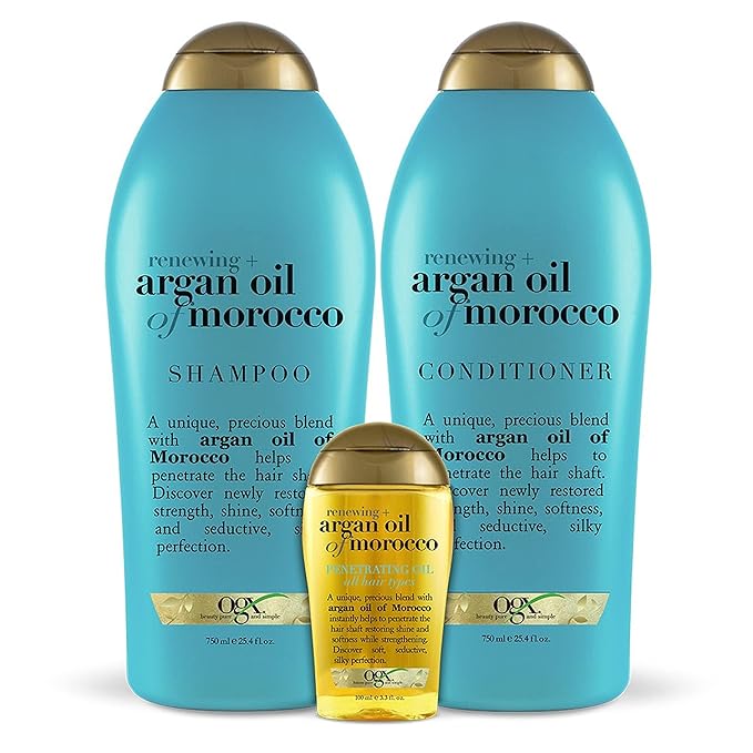 OGX Renewing + Argan Oil of Morocco Conditioner, 25.4 Ounce Salon Size, Blue (Pack of 2)