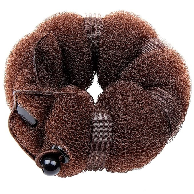 Buns 2 Pieces Magic Hair Styling Styler Twist Ring Former Shaper Doughnut Donut Chignon Bun Maker Clip Hair Curler Accessory Small & Large (Brown)