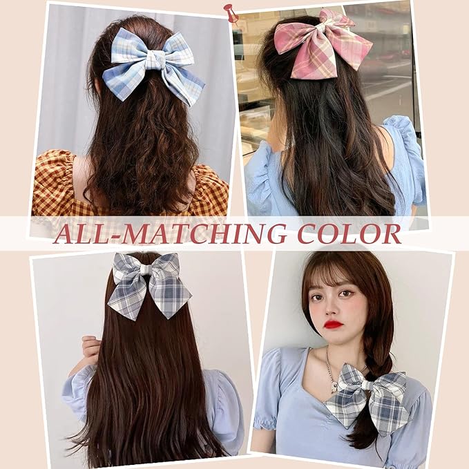 8 PCS Hair Bows for Womens Girls,Bow-knot Hair Clips for Women Thick Hair & Thin Hair,Big Bows Hair Clips,Nonslip Bow Claw Clips for Womens