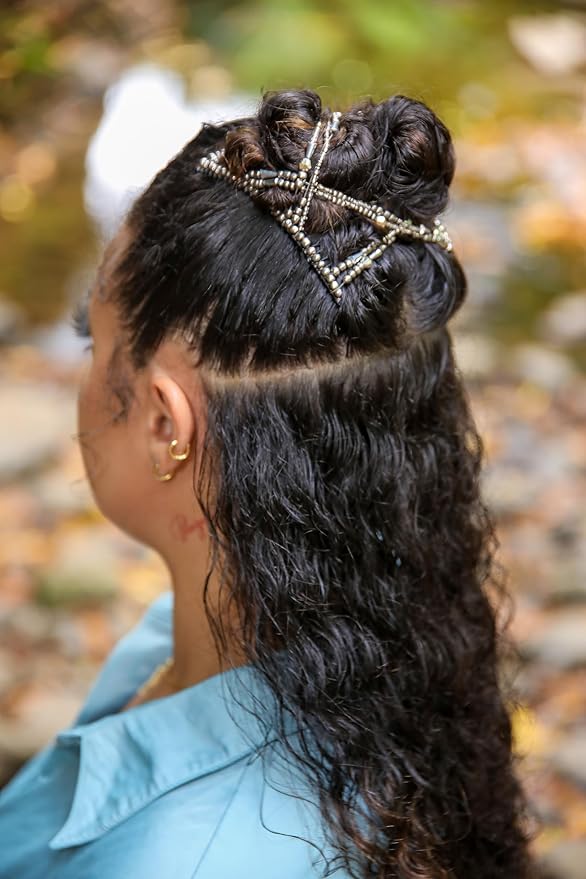 Stretchy Non-Slip Hair Clip for Thick, Wavy, Naturally Curly Hair - Put Your Hair Up in Seconds - Comfy UpDo, Ponytail, French Twist, Bun (Large, Storm Gray)