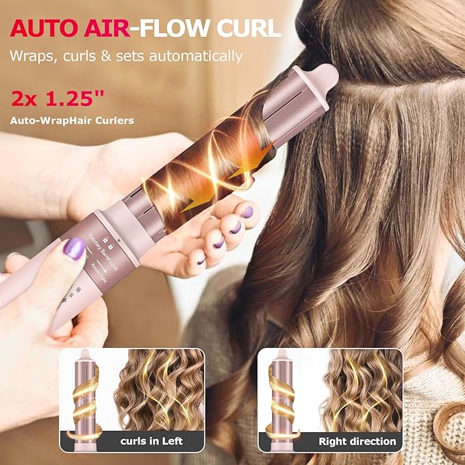 5 in 1 High-Speed Hot Air Styler - Professional Frizz-Free Hair Dryer Brush, Fast Drying Hair Dryer, No Heat Damage Air Styler Wrap - Curl, Volumize, Straighten with Travel Bag