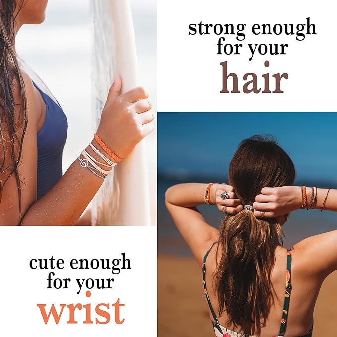 K'lani Focus Bracelets for Women – Elastic Bracelets and Boho Hair Ties – Cute Hair Ties for Women and Hair Tie Accessories – Stylish Bracelets Boho Style for Hair and Wrist – Set of 5 (Medium)
