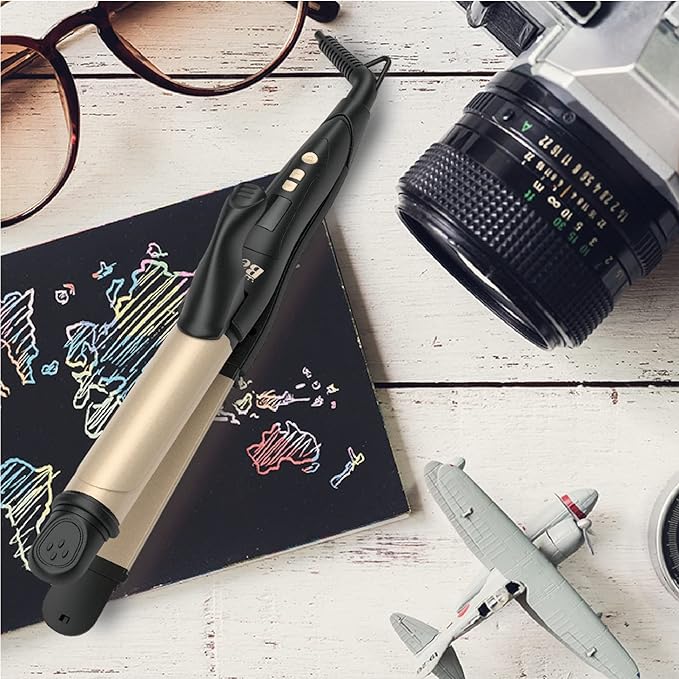 2 Hair Straightener and Curler Flat Iron Curling Wand, 1.25 Inch 2 in 1 Iron, Ceramic Tourmaline Styling Tools 275℉-425℉ Temp Adjustable, Dual Voltage Travel Girl Gift
