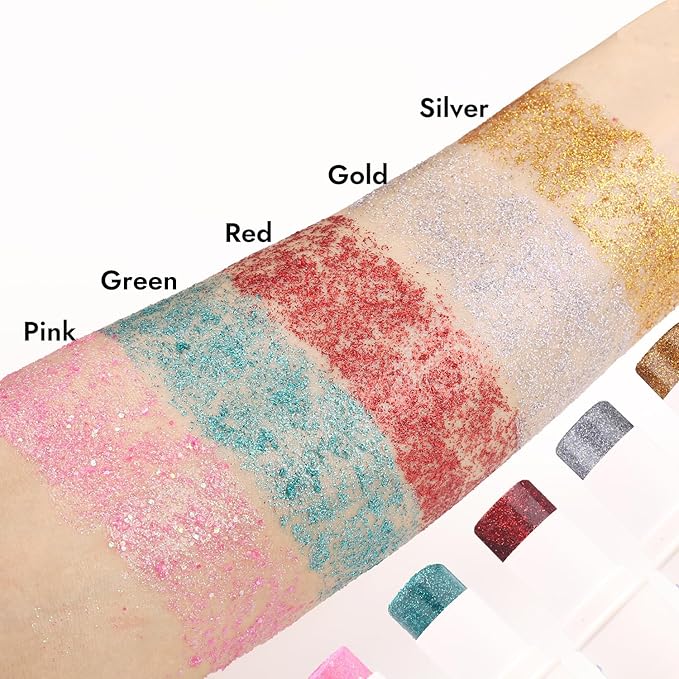 Green Body Glitter Stick Shimmer Sparkle Face Glitter for Face Body Hair Eyes, Glitter Makeup Stick for Rave Festival Party Concerts, Long-Lasting Vegan Cruelty-Free