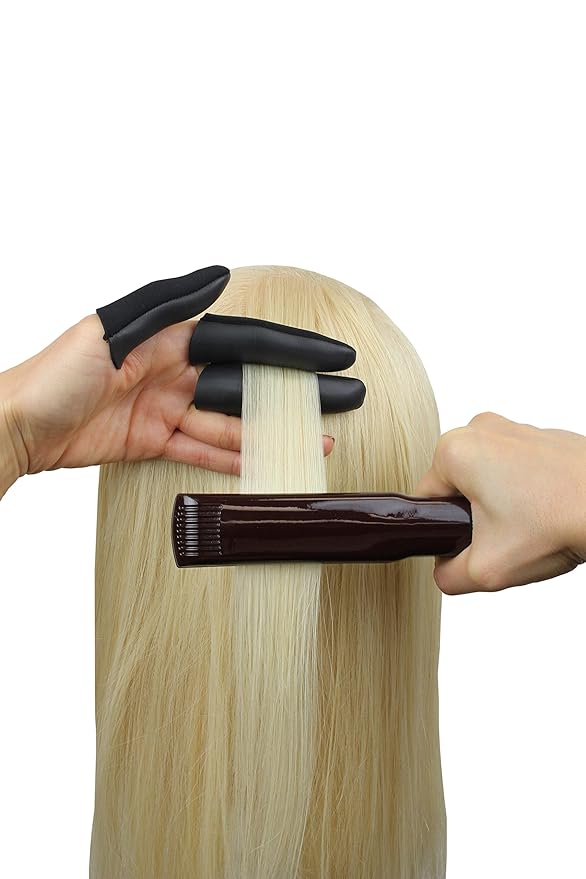 JATAI Heat Shield, Professional High Heat Resistant Finger Protection Guards for Curling & Flat Irons, Wands, Blow Dryers (M/L - Thumb Wider Than 3/4" (2cm), Black, 3 Count