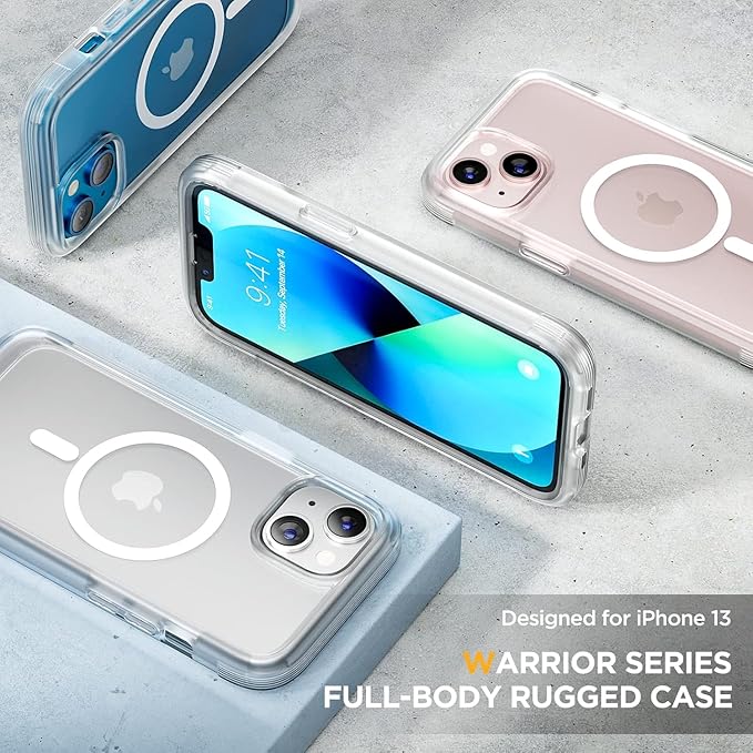 Miracase Glass Series Designed for iPhone 13 Mini Case 5.4 inch, 2023 Upgrade Full-Body Magnetic Clear Case with Built-in 9H Tempered Glass Screen Protector,Compatible with MagSafe,Clear