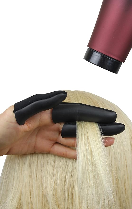 JATAI Heat Shield, Professional High Heat Resistant Finger Protection Guards for Curling & Flat Irons, Wands, Blow Dryers (M/L - Thumb Wider Than 3/4" (2cm), Black, 3 Count