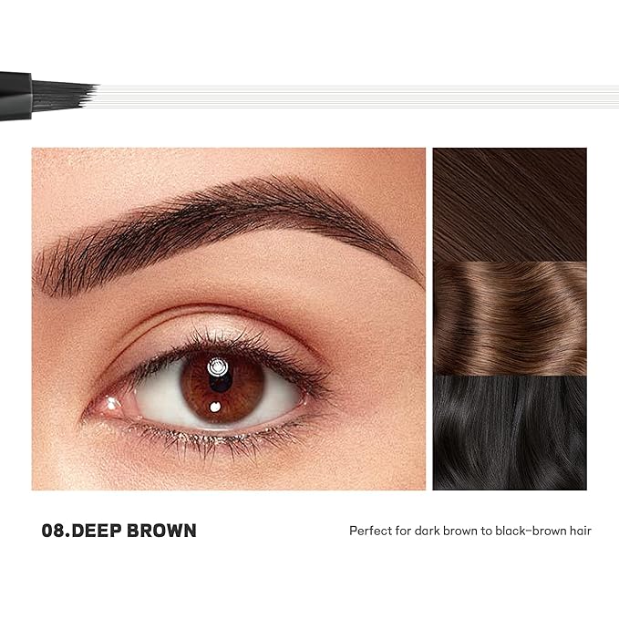 2 Pack Microblading Eyebrow Pen and Brow Tint for Women with Angled Brush & Dip to Effortlessly Create Natural Hair Like Brows, Waterproof Fast Eye Brow Makeup Pencil, Last All Day (Dark Brown)
