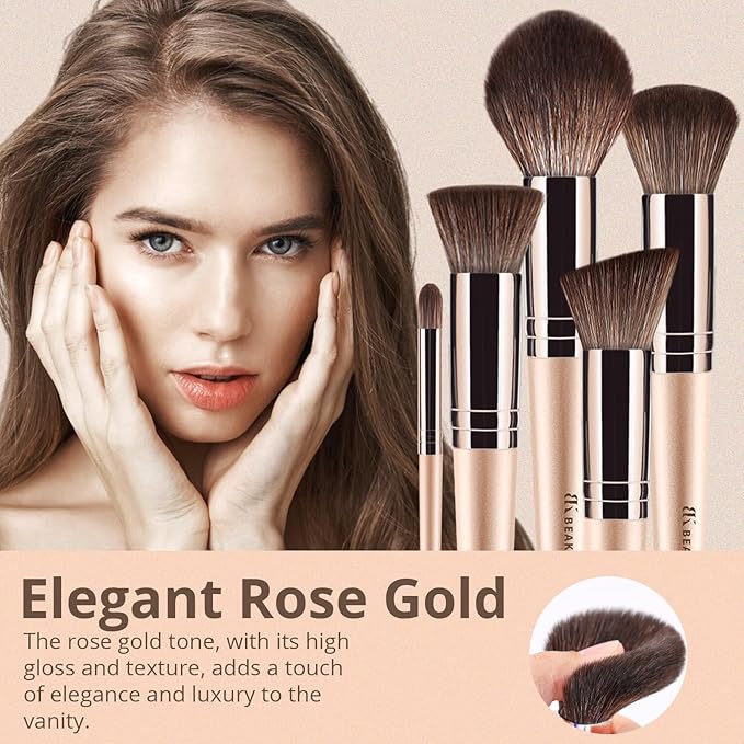 BEAKEY Vegan Makeup Brush Set: Soft Synthetic Brushes for Foundation & Eyeshadow, High-Density, Precise, Easy to Clean, Durable Handles