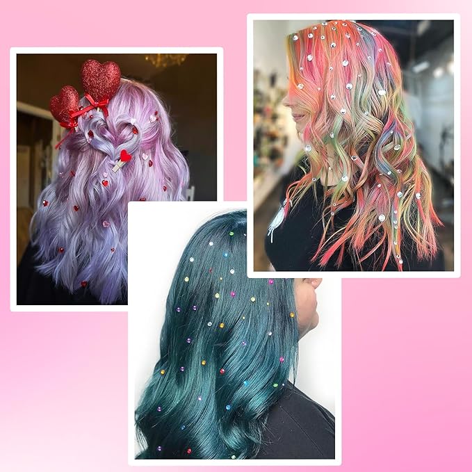 NIACONN 1760 Pcs Multicolor Hair Jewels Face Gems Stick on, Self Adhesive Glitter Rhinestones Stickers for Women Body Eyes Nails Festival Halloween Makeup & Crafts