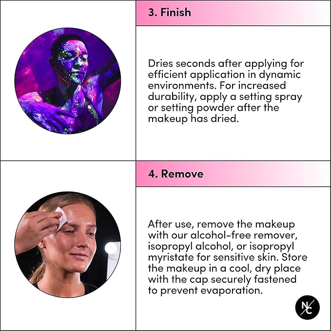 UV Fluorescent Alcohol Airbrush Paints - 2 fl oz, Glow Effect, Waterproof, Sweatproof, Highly Pigmented Liquid Makeup for Bodypainting, Film, TV, Festivals - UV Green