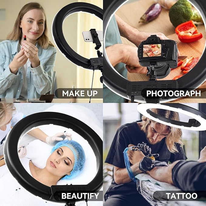 Ring Light Kit 18 "/ 45cm 55W 5500k dimmable LED Light, 70inch Foldable Stand, Phone Clip, Short Video, Studio Video Photography Lighting, Spot Lights,Selfie and Live Streaming Available