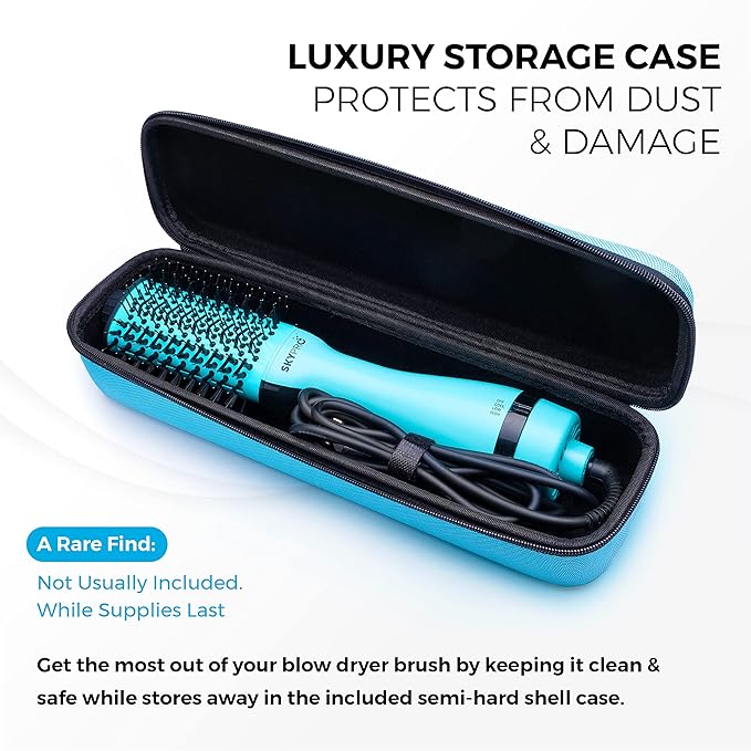 Blow Dryer Brush with Case | Ultra Lightweight Hair Dryer Brush Straightens, Volumizes & Creates Loose Waves | Hot Air | One Step Blowout and Volumizer by SKYPRO