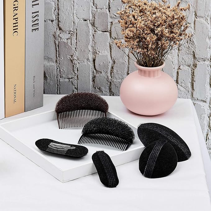 Bump It Up Volume Hair Base Set - Sponge Styling Insert, Braid Tool, Comb Clip, Bun Pad Accessories for Women Girls DIY Hairstyles (14)
