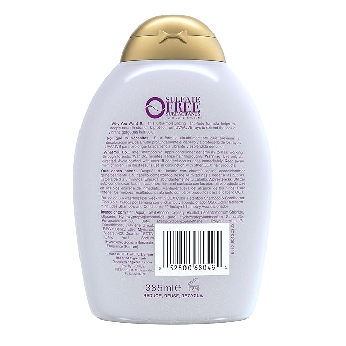 OGX Vibrant Color Vibes Conditioner for Color-Treated Hair, 13 fl oz