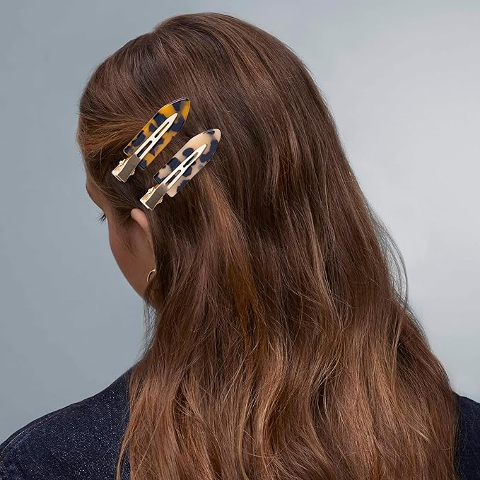 No Crease Creaseless No Bend Hair Clips For Styling Non Slip Flat Clips For Makeup Hair Accessories For Women,Tortoise Color,12 PCS