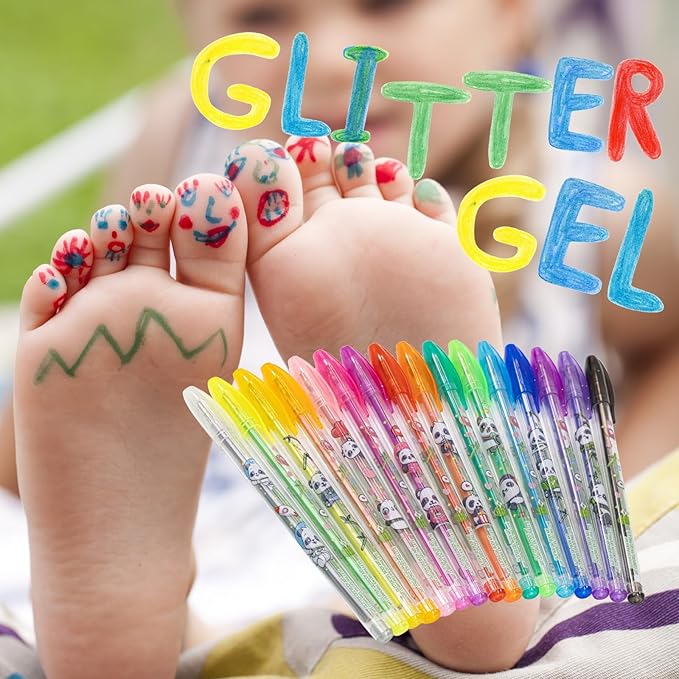 Panda 16 Piece Glitter Pen Body Art Set, Panda Themed, Glittery and Bright Colors, Ages 3 by Townley Girl