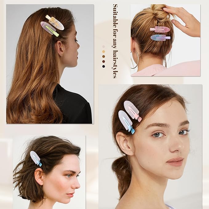 No Crease Creaseless No Bend Hair Clips For Styling Non Slip Flat Clips For Makeup Hair Accessories For Women,Light Multiple Color,12 PCS