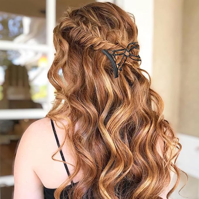 5 Pieces Stretchy Magic Adjustable Elastic Comb Hair Clips for Women Girls - No Crease Vintage Bun Maker Accessories for Curly Thick Wavy Hair Ponytails