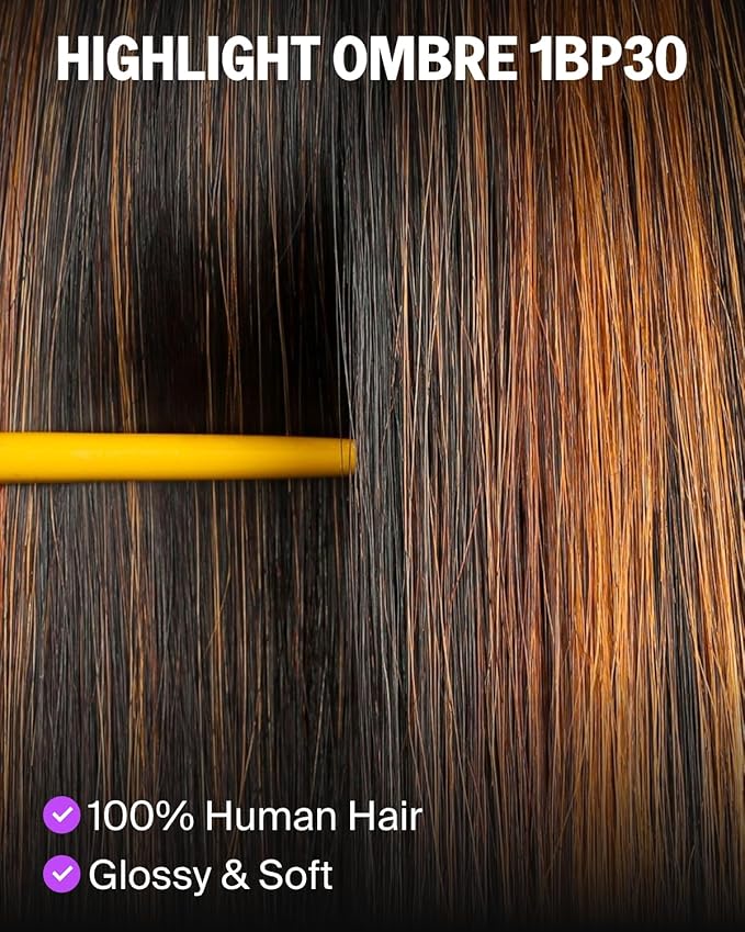 6x5 Highlight Bob Wig Human Hair Glueless Pre Cut HD Lace Closure Bob Wig 220% Density Wear and Go Glueless Wig Pre Plucked Ombre Wig Bleached Tiny Knots 12 Inch 1BP30