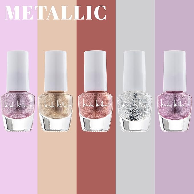 Nicole Miller Mini Nail Polish Set – Glossy, Vibrant Colors for Fingernails & Toenails, 2 Pack Trendy and Floral Collection
