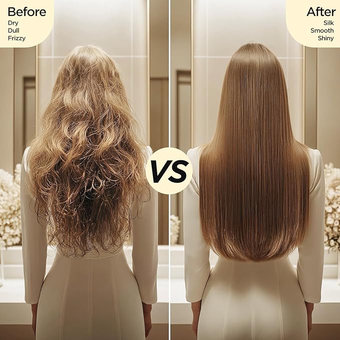 Hair Straightener Brush, Upgraded Ionic Hair Straightener Comb with Oil-Infused, Anti-Frizz Ceramic, Anti-Scald, 9 Temp Settings & LED Display, Dual Voltage, Straightening Brush for All Types