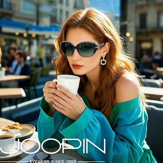 Joopin Big Womens Sunglasses Polarized Trendy Sun Glasses Large Rectangle UV Protection Rhinestone Sunnies