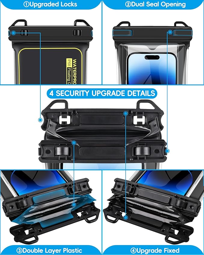 3D Waterproof Phone Pouch, Cruise Essentials 2025 Beach Vacation Essentials Travel Accessories, Dry Bag Case for iPhone 16 15 14 13 12 11 Plus Pro Max Galaxy Pixel - IP68 Floatable Black