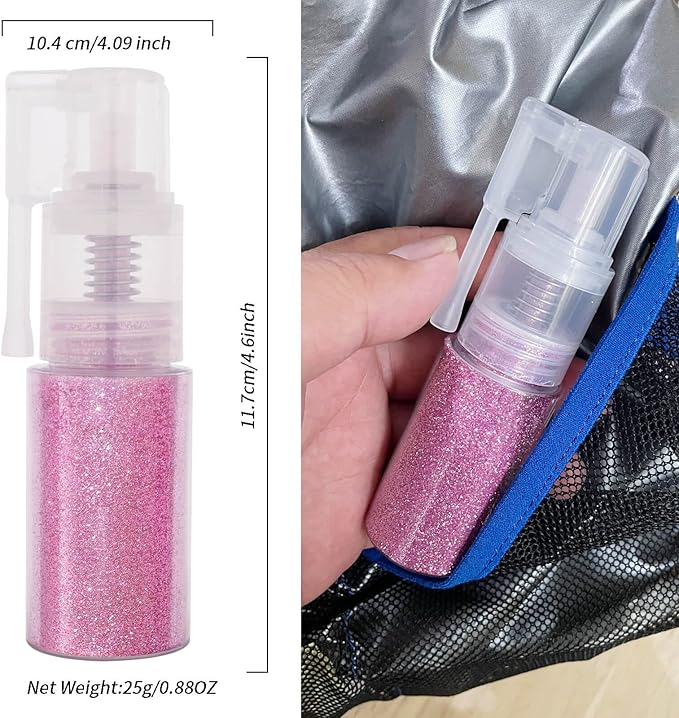 MEICOLY Pink Hair and Body Glitter Spray,Shinny Sparkle Glitter Spray for Clothes,Loose Shimmer Hairspray for Festival Rave Makeup/Stage Performance,Lightweight,25g/0.88OZ
