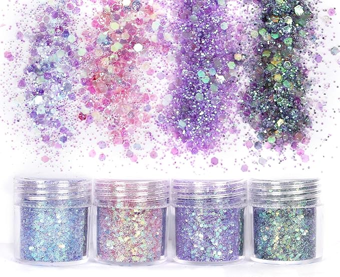 Body Glitter 16 Colors Chunky Glitter for Body Face Hair Make Up Nail Art Mixed Color Glitter